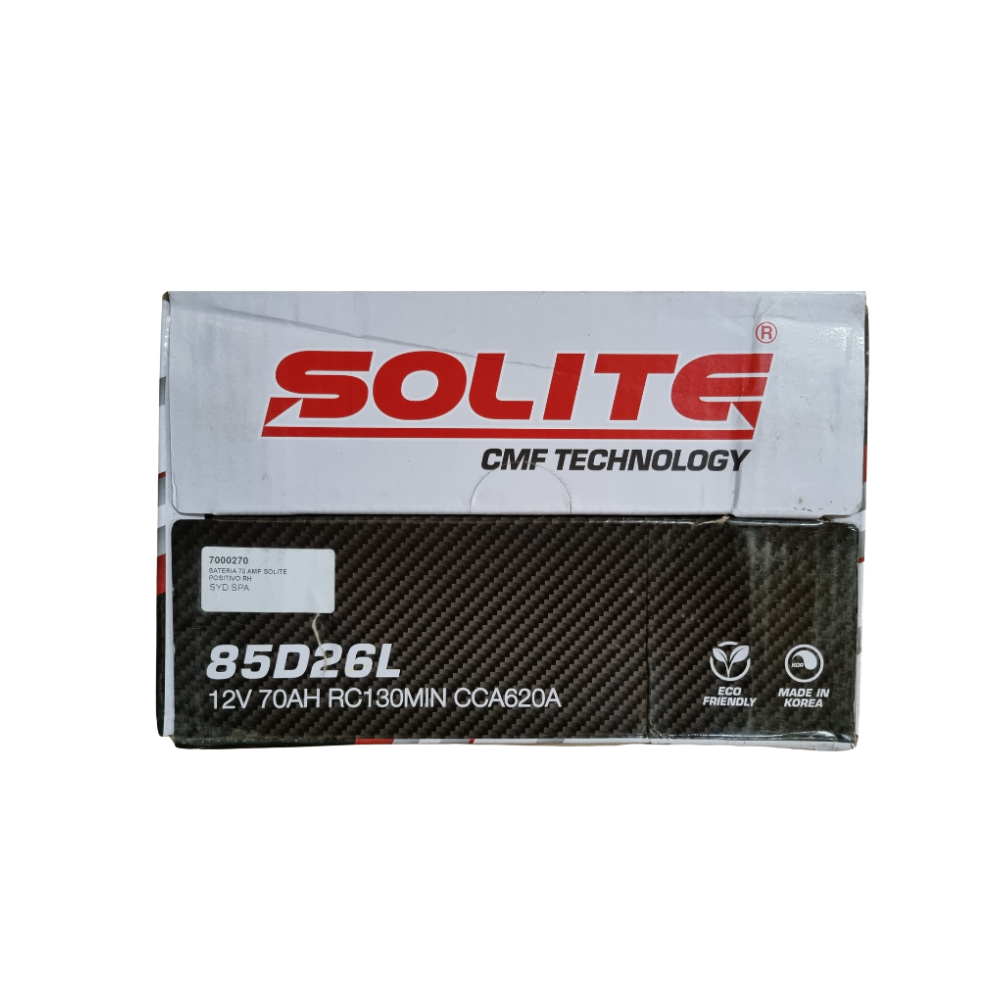 Bateria 70amp Solite 85D26L cca 620A positivo derecho - Imagen 2