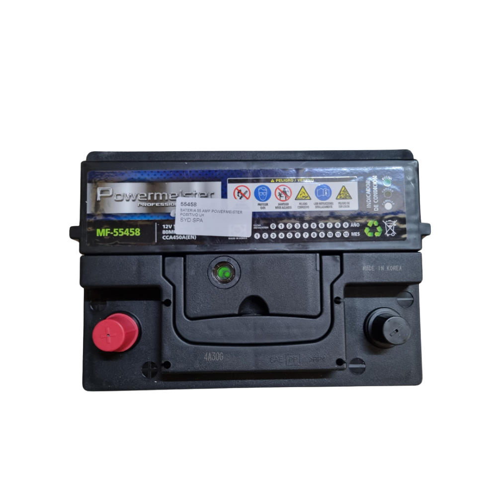 Bateria 55amp Powermeister MF-55458 cca 450A positivo izquerdo