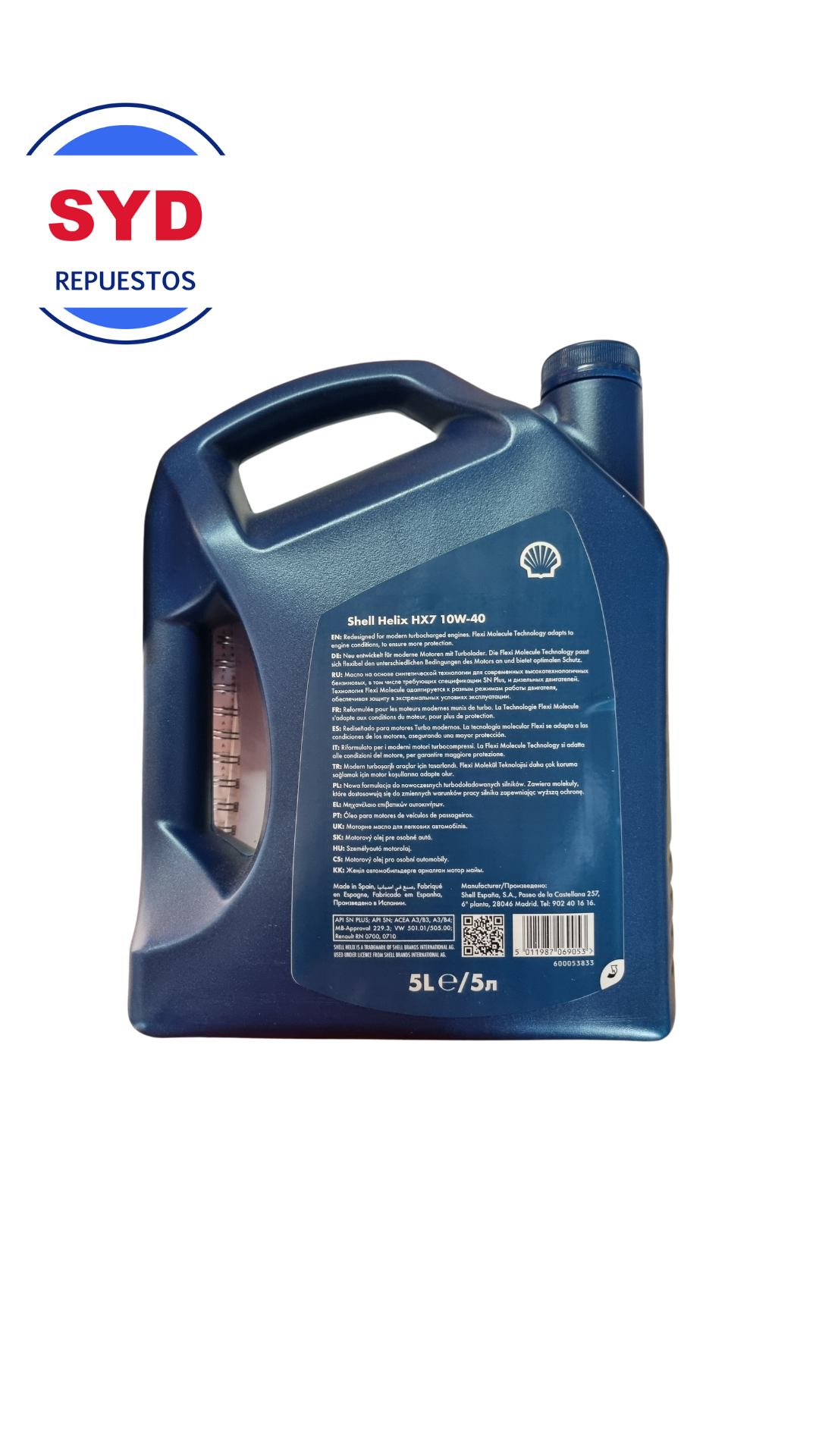 Aceite 10w40 Shell Helix HX7 5L - Imagen 2