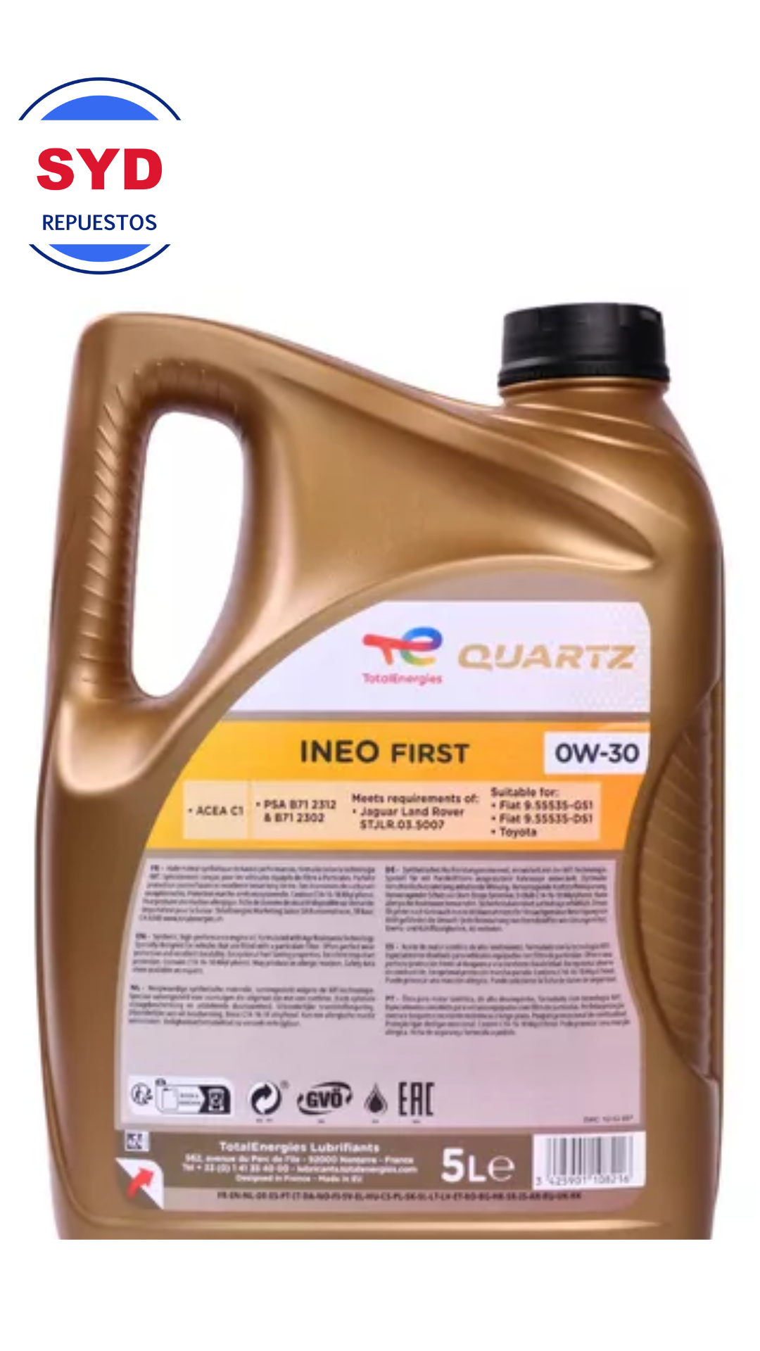 Aceite 0w30 Total Quartz First 5L Peugeot Citroen - Imagen 2
