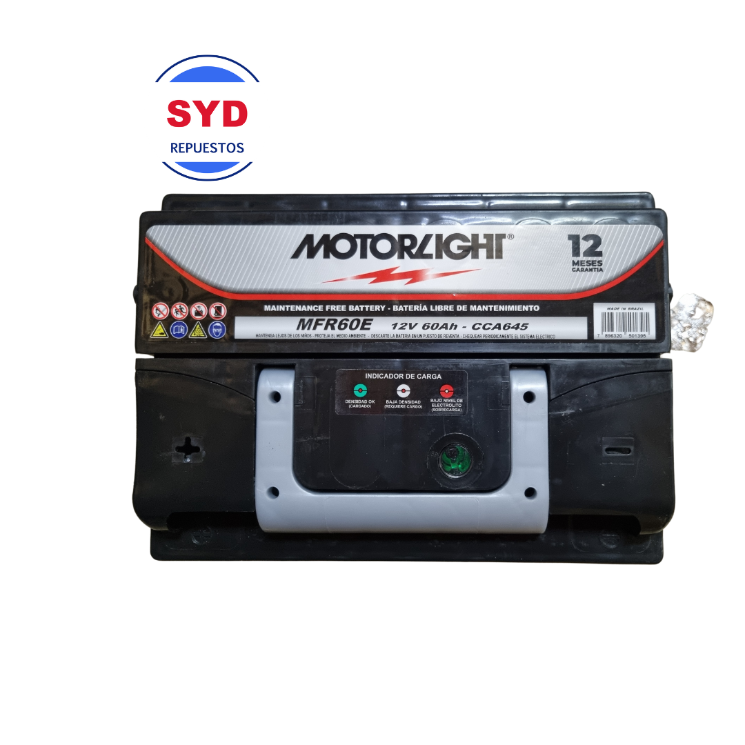 Bateria 60amp Motorlight MFR60E cca 645A positivo izquerdo